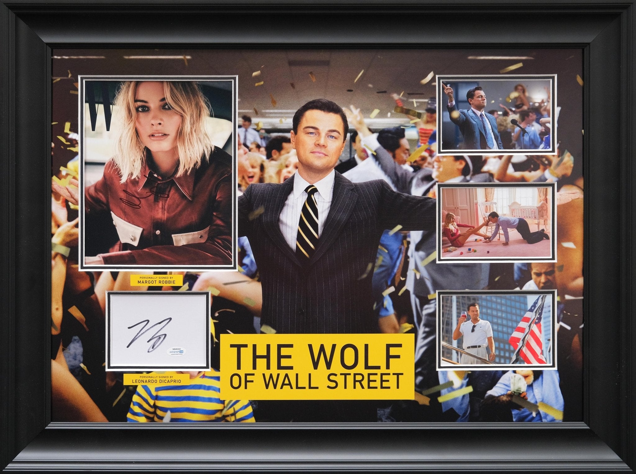 Wolf Of Wall Street Signed by Di Caprio and Margot Robbie - Memorabilia Framers Shop